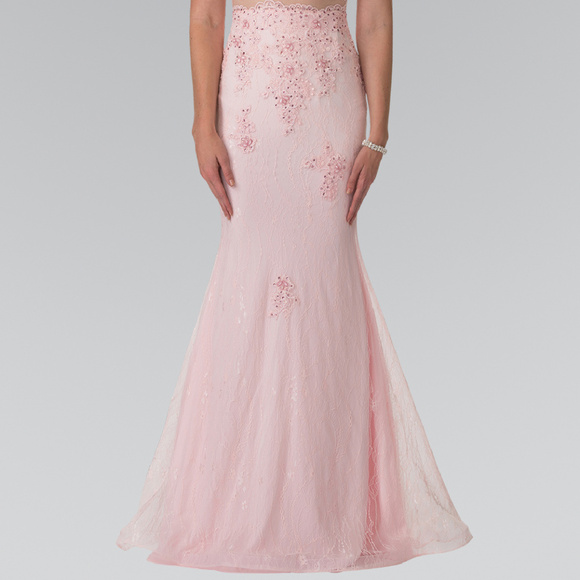 Two-Piece V-Neck Embroidered Long Dress GL2240 - Picture 3 of 4